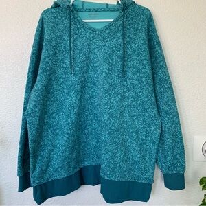 Athleta Teal V-Neck Hoodie Women's Sweater Size LG